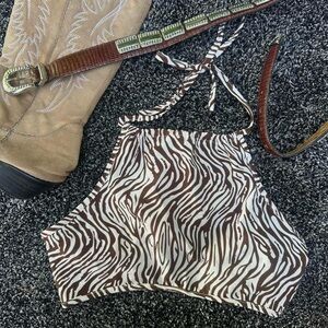 Princess Polly Brown and White Zebra Print Crop Top